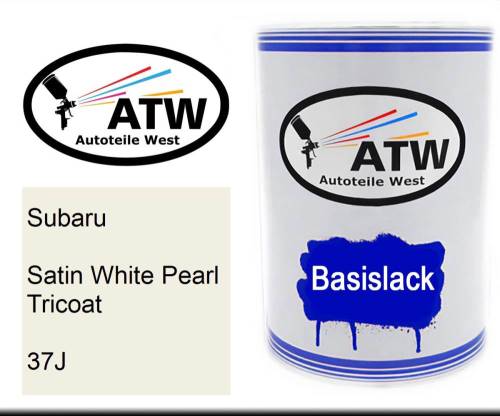 Subaru, Satin White Pearl Tricoat, 37J: 500ml Lackdose, von ATW Autoteile West.